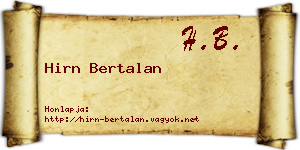 Hirn Bertalan névjegykártya